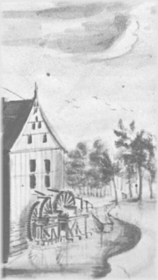 Renier Roidkin - Tuschezeichnung - Ausschnitt Wegberger Mühle